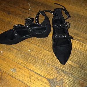 Black flats with straps